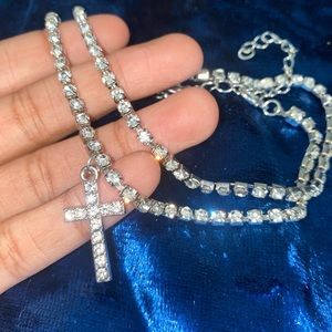 rhinestone cross anklet